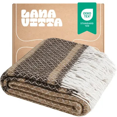 Zdjęcie produktu dla Koc Półwełniany Soft Narzuta na łóżko Pled Beżowy 140x200 cm