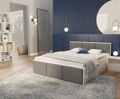 Produktbild von Bett mit Lattenrost Jugendbett Doppelbett hellgrau-weiß 120 / 140 / 160 / 180 cm, Matratze:mit Matratze, Breite:140x200 cm
