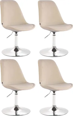 Produktbild von CLP 4er Set Esszimmerstühle Maverick Samt drehbar und stufenlos verstellbar creme Gestell Farbe chrom