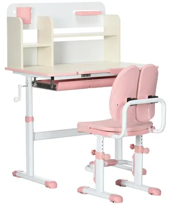 Produktbild von Kinderschreibtisch, h?henverstellbar, mit 1 Schublade, 1 Ablage und neigbarer Tischplatte, 80 x 52 x 88šC109 cm, Rosa und Wei?