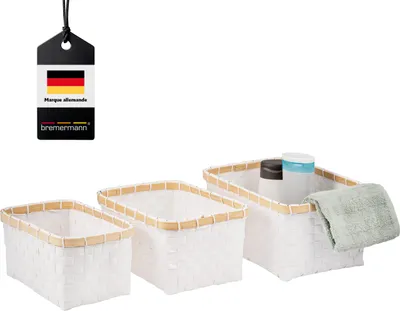 Image de Paniers de rangement, set de 3, blanc