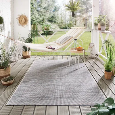 Produktbild von Steffensmeier Indoor Outdoor Teppich Dalsland Terrasse Flur Küche Balkon wasserfest, strapazierfähig und pflegeleicht, Blau, Größe: 160x230 cm