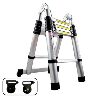 Produktbild von 3,8 m Aluminium Teleskopleiter Klappleiter