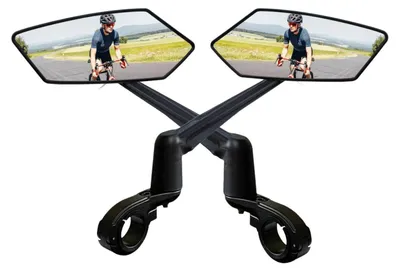 Obrázok produktu pre Zrkadlá na bicykel, 2 kusy, skladacie, zo skla, otočné o 360°, vhodné na riadidlá elektrických bicyklov, na ľavú/pravú stranu