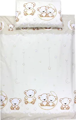 Produktbild von TupTam Kinder Bettwäsche Set Babybettwäsche Bettbezug 100 x 135 120 x 90 Kissenbezug 40 x 60 Jungen Mädchen 2-tlg, Farbe: Bärchen Mond Beige, Größe: 135x100 cm