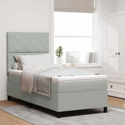 Obrázok produktu pre Maison Exclusive – LED boxspringová posteľ s čelom, svetlosivá, 90 x 190 cm, zamat