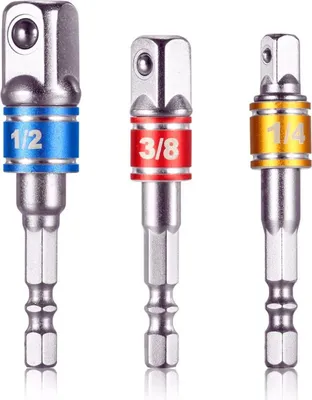 Obrázek produktu pro 3 ks nástrčných adaptérů [1/4", 1/2", 3/8"] šestihranný nástrčný klíč sada nástrčných klíčů adaptér. Prodlužovací nástavec
