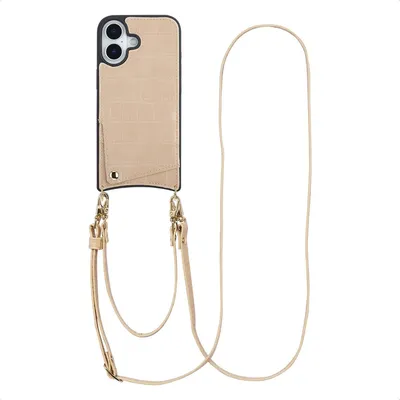 Image de Selencia Nova Croco Phone Case avec cordon et porte-cartes pour Apple iPhone 17 - Beige