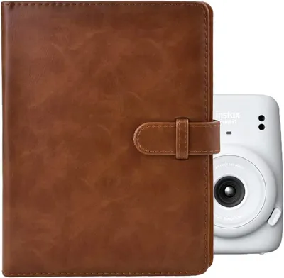 Fotoalbum 128 Fächer für Instax Mini, PU-Leder, Braun