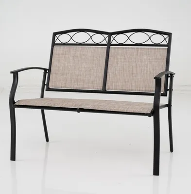 Produktbild von KOMFOTTEU Gartenbank, 2-Sitzer, Doppelsofa aus Stoff mit Metallrahmen, Stuhl mit hoher Rückenlehne und Armlehnen, Belastung 300 kg, für Terrasse, Balkon, 71 x 105 x 93 cm
