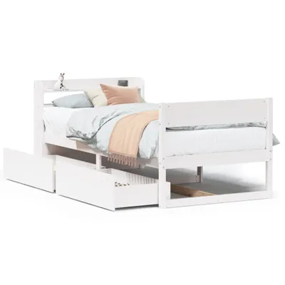 Produktbild von Massivholzbett ohne Matratze Weiß 75x190 cm Kiefernholz