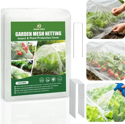 Productafbeelding van Insectengaas 3 x 6 m, 10 grondpennen, fijnmazig beschermnet, voor moestuin