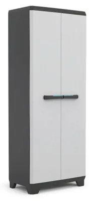 Image de Armoire en plastique gris clair et noir 68x39x173 cm