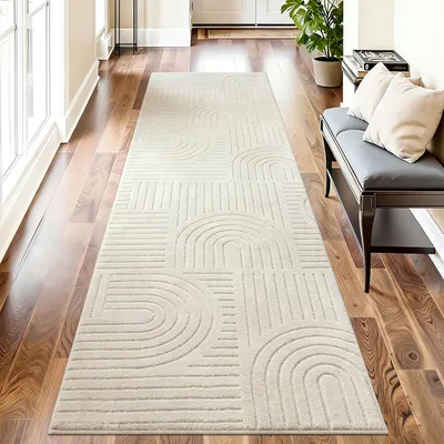 Obrázek produktu pro Koberec, rozměry 80 x 300 cm, geometrický design, protiskluzový, lze prát v pračce, vhodný do chodby