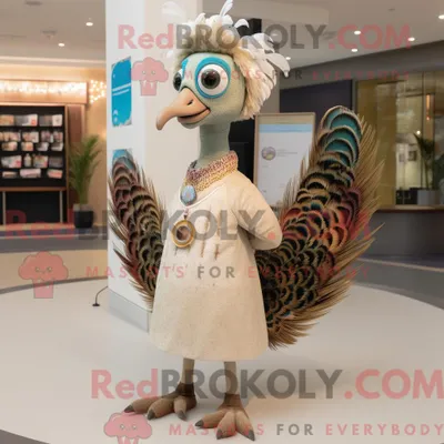 Produktbild von Beiges REDBROKOLY Pfauen-Maskottchenkostüm mit Jeggings und Armbändern