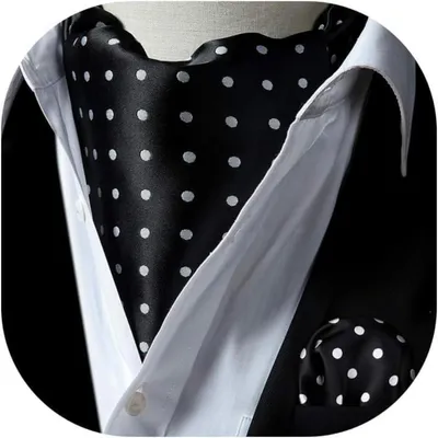 Imagen del producto de Conjunto de corbata tipo pañuelo (ascot) para hombre, incluye corbata y pañuelo de bolsillo, estampado paisley en blanco y , talla única