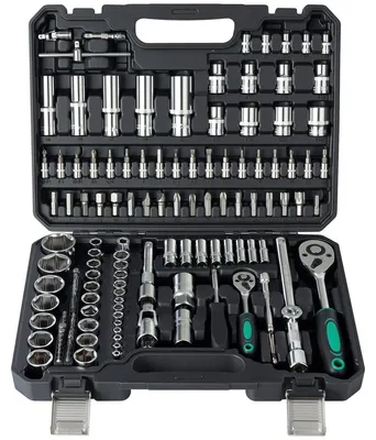 Produktbild von Werkzeugset Steckschlüsselsatz Werkzeugkoffer - 138-teilig - 1/4 und 1/2 Zoll - Chrom-Vanadium-Stahl - Im Koffer