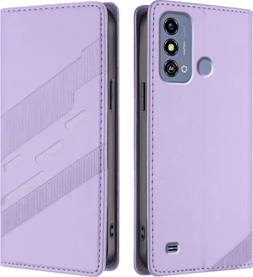 Produktbild von Hülle für ZTE Blade A53 5G, Kunstleder Brieftaschen Handyhülle mit Kartenfach und Standfunktion Violett