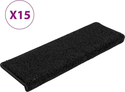 Zdjęcie produktu dla vidaXL Podkładki pod stopnie 15 sztuk 65x21x4 cm czarne Prostokątna krawędź