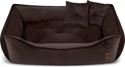 Produktbild von Premium Hundebett & Katzenbett MARCO aus Velvet –  Haustier-Sofa, Weich, Elegant, Komfortabel,  Poland, Braun 90x60cm