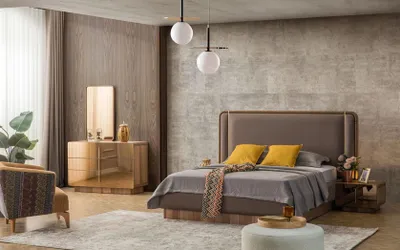 Produktbild von Schlafzimmer Set Bett + 2x Nachttische + Kommode + Spiegel Design Möbel 5tlg Neu