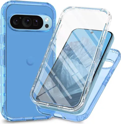 Produktbild von Google Pixel 9 Pro XL Hülle, Bumper mit Eingebautem Displayschutz Komplettschutz Schutzhülle für Google Pixel 9 Pro XL Hellblau