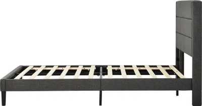 Produktbild von Sweiko Polsterbett 90x200cm Einzelbett mit Lattenrost und Kopfteil Leinen Grau