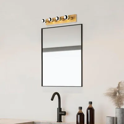 Image de Applique murale Lampe miroir en métal doré - 28 x 12 x 16 cm - 1 x LED intégrée - IP20