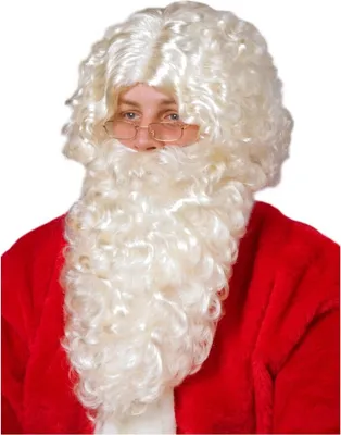 Weihnachtsmann Bart mit Perücke hellblond Nikolaus Kostüm SALE Heiligabend Bescherung Kostüm-Zubehör Weihnachtsmann