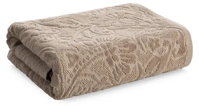 Zdjęcie produktu dla Ręcznik bawełniany AURORA 70x140 ciemnobeżowy roślinny wzór 450 g/m2