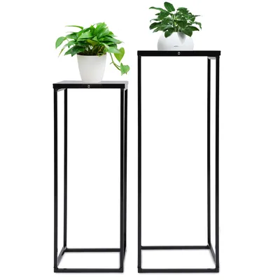 Image de Support de plantes Blumenhocker, lot de 2. Supports métalliques pour plantes, jardinières, colonnes de fleurs, pots de fleurs, pour terrasse, couleur noire