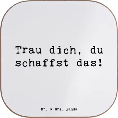 Produktbild von Mr. & Mrs. Panda Untersetzer für Gläser Spruch Angst überwinden - Weiß - Geschenk, Freiheit, Motivation, Tassen, Trost, Vertrauem, Coaster, Tassenuntersetzer, Liebe