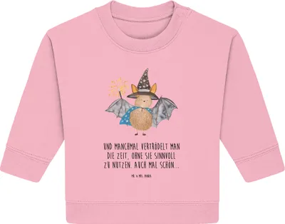 Produktbild von Mr. & Mrs. Panda Organic Baby Pullover Fledermaus Zauberer 12. - 18. Monat - Baumwolle Pink - Geschenk, Frauen, Reinsteigern, Lustige Sprüche, Magier, Bullover, Fledermäuse