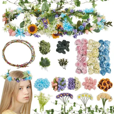 Produktbild von Bastelset Blumenkronen & Girlanden für Kinder & Erwachsene | DIY Haar Accessoires | Hochzeit & Geburtstag