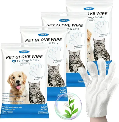 Produktbild von Tierpflegehandschuhe 24 Stück, hypoallergene Waschhandschuhe für Hunde, für Fellpflege