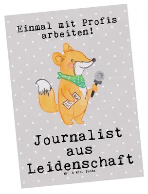 Produktbild von Mr. & Mrs. Panda Postkarte Journalist Leidenschaft - Grau Pastell - Geschenk, Ausbildung, Studium, Lustig, Spruch, Postkarten, bildkarte, Grußkarte, Ansichtskarten