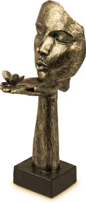 Produktbild von Deko Büste Hand Maske auf Sockel Frau Figur Antik Relief Skulptur Schmetterling