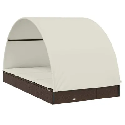 Produktbild von vidaXL 2-Personen-Sonnenliege mit Dach Braun 211x112x140 Poly Rattan