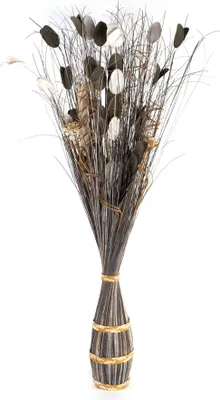 Produktbild von Kobolo Dekobündel Deko Bündel 100 cm Kokosfaser weiß grau runder Boden - Kunstpflanze künstliche Kunstblume Echtholzstamm Zimmerpflanze Decorative