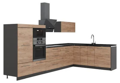 Obrázok produktu pre Rohová kuchyňa Vicco Fame-Line Dub Goldkraft/antracitová 347 x 207 cm, AP Antracit, Model 63565