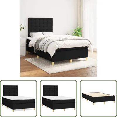 Produktbild von The Living Store Boxspringbett mit Matratze Schwarz 120x200 cm Stoff