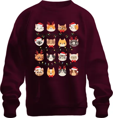 Produktbild von Katzen Weihnachten Festtage - Weihnachtsgeschenk Christmas Uni Weihnachtspullover, Burgundy, 3XL