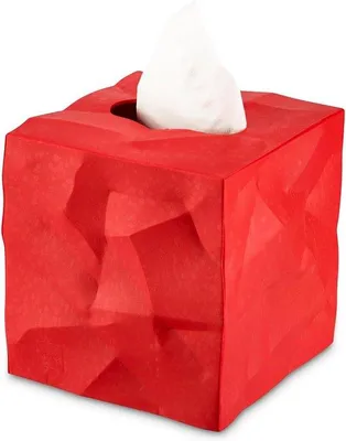 Image de Boîte à mouchoirs cubique - rouge, carrée, 13 x 13 x 13 cm, en plastique
