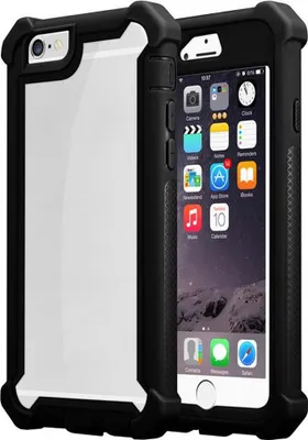 Zdjęcie produktu dla Etui ochronne Cadorabo do Apple iPhone 6 / 6S w kolorze czarnym etui na telefon komórkowy TPU silikonowa krawędź szkło akrylowe tył