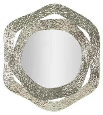 Image de Miroir mural Aury hexagonal en métal argent martelé 70x76 cm