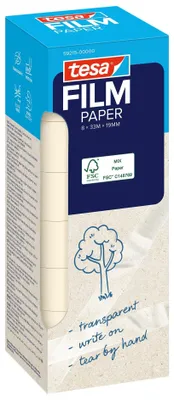 Produktbild von tesa tesafilm PAPER - 8 Rollen - 19 mm x 33 m - Transparent