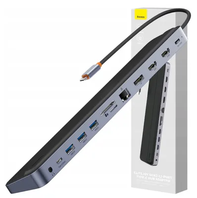 Produktbild von Baseus WKSX030213, USB 3.2 Gen 1 (3.1 Gen 1) Type-C, HDMI, RJ-45, DisplayPort, USB 3.0, 3.5mm, USB Typ-C, 5000 Mbit/s, Schwarz