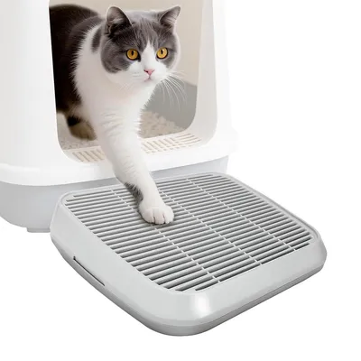 Produktbild von Katzenstreumatte 36x31cm, doppellagig mit hohem Rand, Katzenstreu-Auffangmatte, rutschfest, wasserdicht, leicht zu reinigen