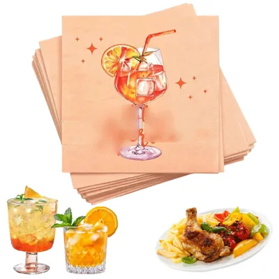 Aperol-Servetten, 100 Stück, Orange, 33 x 33 cm, Holy Aperoli Motiv