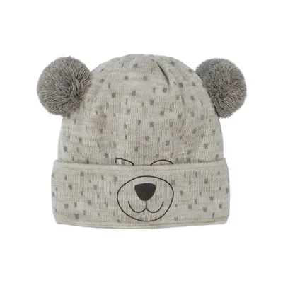 Produktbild von Jungen Wintermütze Kindermütze Strickmütze Bommelmütze, Beige